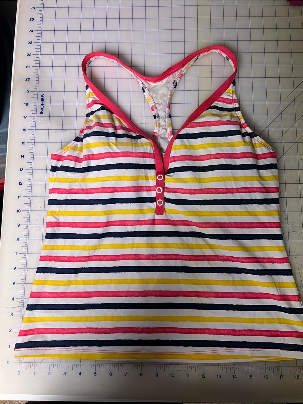 Women’s Nautica Multicolor Striped Racerback Tank with Pink Trim